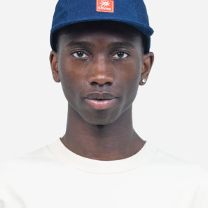 casquette five panel flower denim bleu