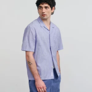 Bowling Shirt Blue Striped jpg