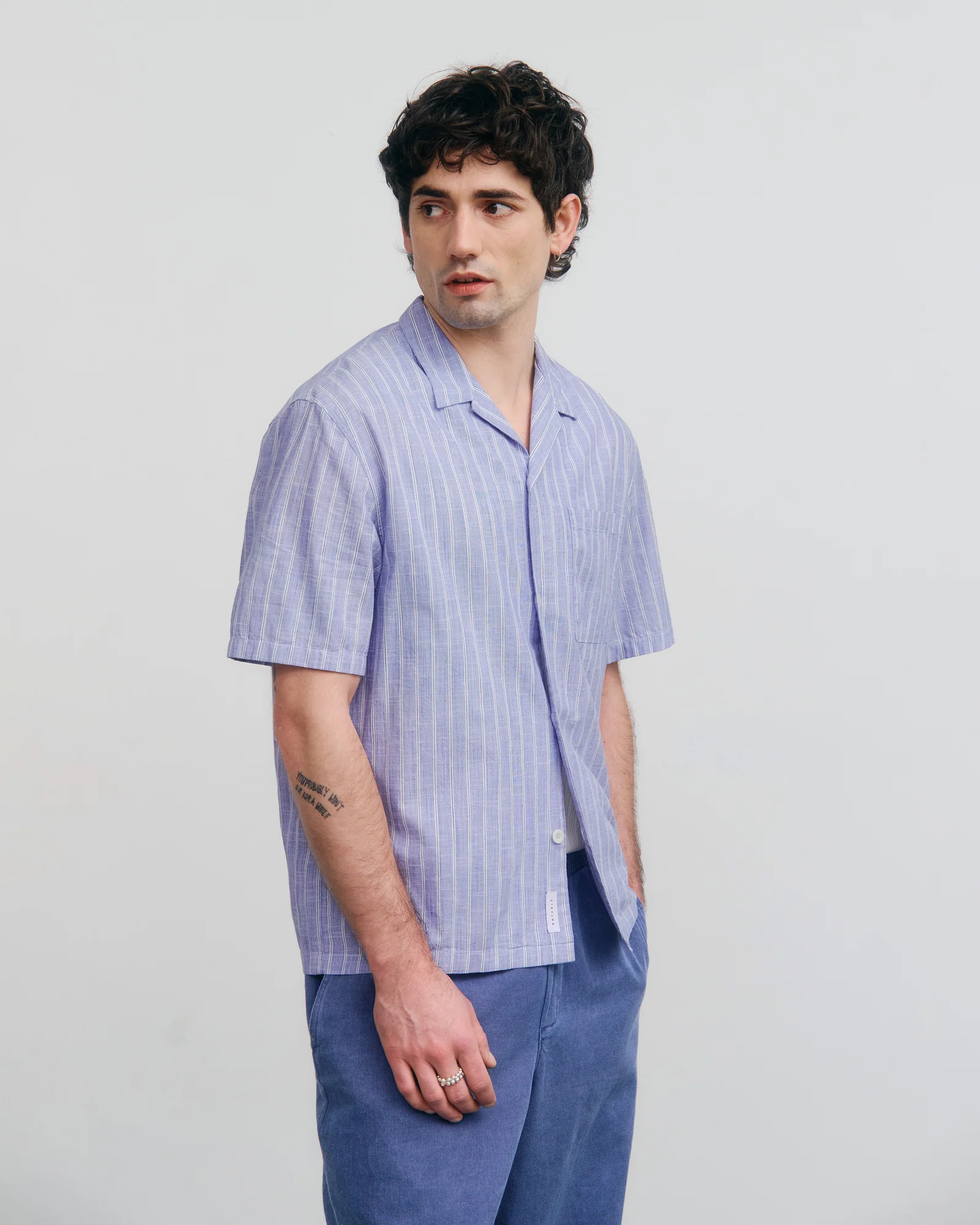 Bowling Shirt Blue Striped jpg