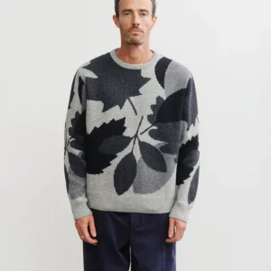 Leaf Knit Sweatshirt Leaf Grey men jpg