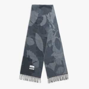 Woven Scarf Grey Leaves F