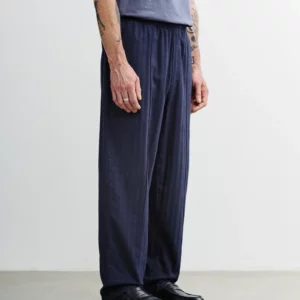 pleated wide pant herringbone blue men jpg