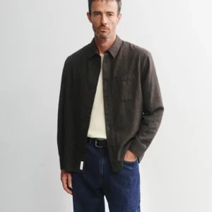 Flannel Casual Shirt Black Brown men jpg