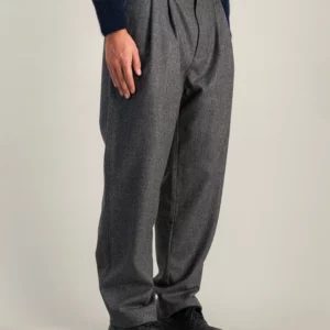 pantalon flanelle laine double pleats gris chine parages ffe f f cfc jpg